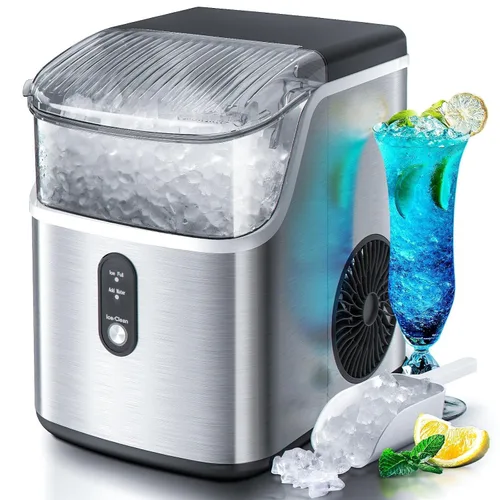 Miniatura 9 de Antarctic Star Máquina de hielo Nugget para encimera, máquina de hielo portátil con cuchara y cesta de hielo, 34 libras/24 horas, autolimpieza