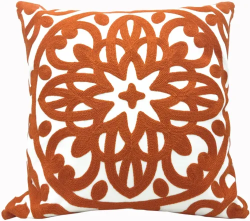 Miniatura 18 de Alysheer - Funda de almohada lumbar decorativa bordada 12" x 20", patrón de bordado clásico Boho Mandala, funda de cojín rectangular de algodón