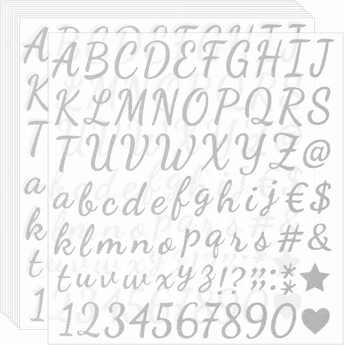 Miniatura 8 de 790 piezas de 10 hojas de calcomanías de letras de alfabeto de purpurina autoadhesivas para decoración de aula, decoración de gorra de graduación
