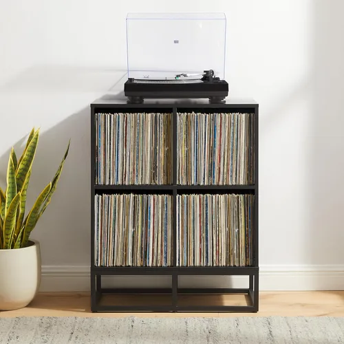 Miniatura 8 de Crosley Furniture Enzo - Estantería de almacenamiento para discos de vinilo y soporte para jugadores, color negro