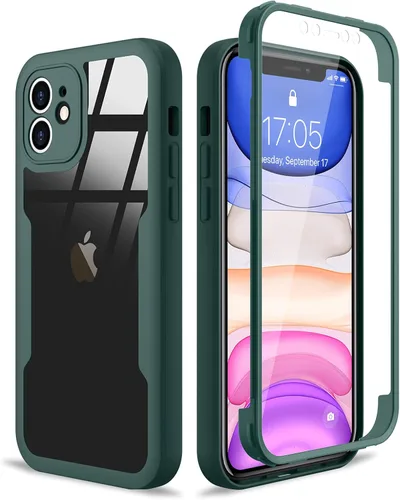 Miniatura 11 de Funda compatible con iPhone 11, diseño transparente de cuerpo completo con protector de pantalla integrado, a prueba de golpes, antiarañazos, Azul