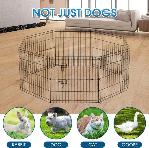 Miniatura 5 de Artmalle Corralito para cachorros, 8 paneles de 24 pulgadas, para interiores y exteriores, de metal, portátil, plegable, para mascotas, animales