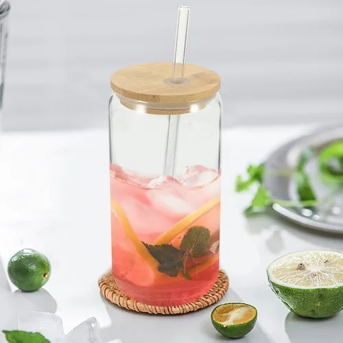 Miniatura 2 de Kichvoe Vaso de té para bebidas con tapa y popote para cócteles, jugos y fiestas (Transparent1)