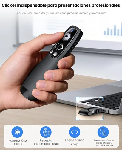 Miniatura 2 de Presentador Clicker Presentador Inalámbrico Remoto para PowerPoint, Clicker de PowerPoint con Control de Volumen PowerPoint Advancer de Diapositivas