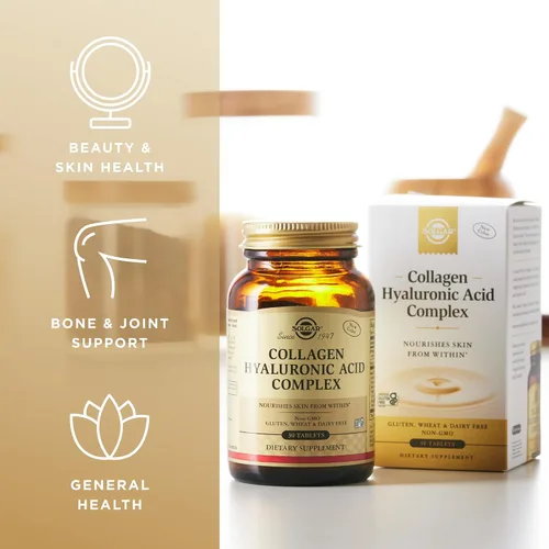 Miniatura 6 de Solgar Complejo de colágeno ácido hialurónico - 30 tabletas - Con colágeno hidrolizado tipo 2 y condroitina - Sin OMG, sin gluten y lácteos - 30