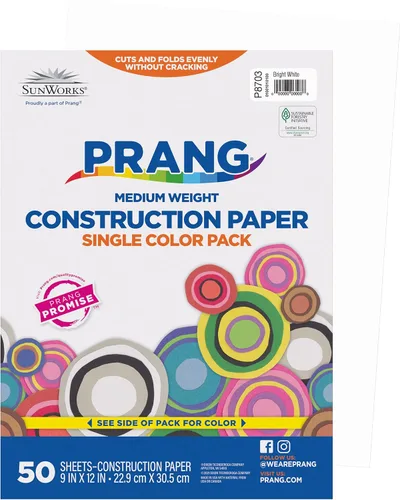 Prang (Formerly SunWorks) Papel de construcción, blanco brillante, 9 x 12 pulgadas, 50 hojas