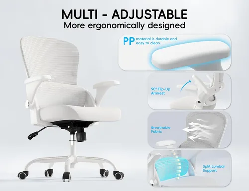 Miniatura 3 de TRALT Silla de oficina ergonómica con soporte trasero, sillas de escritorio de oficina en casa, silla de escritorio cómoda, silla de computadora