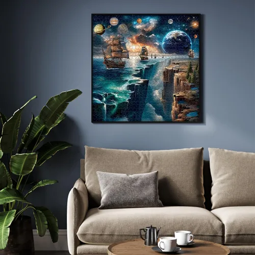 Miniatura 4 de PICKFORU Rompecabezas de paisaje de fantasía de 1000 piezas, rompecabezas de noche estrellada de galaxia del espacio exterior, naturaleza, océano