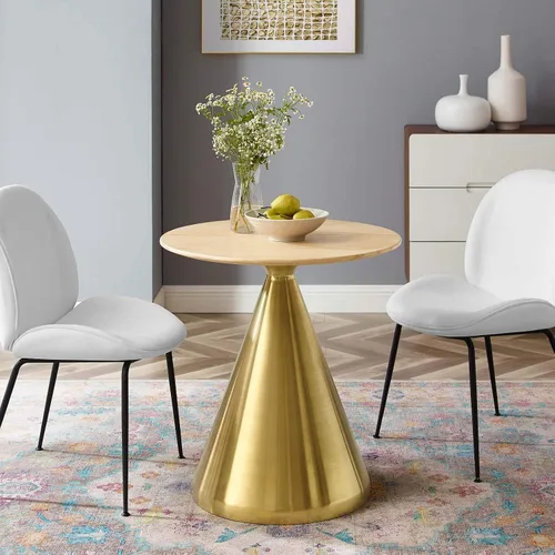 Miniatura 12 de Modway Tupelo - Mesa de comedor cuadrada de 28 pulgadas, color dorado y blanco