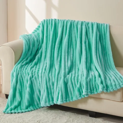 Miniatura 4 de NEWCOSPLAY Manta de Tiro Súper Suave Aqua Franela Sedosa Premium Forro Polar Jacquard Acanalado 3D Ligero Manta de Cama Uso en Todas las Estaciones