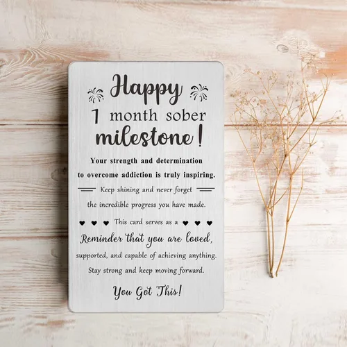 Miniatura 5 de TGCNQ Regalos de sobriedad de 1 mes - Regalos de recuperación para mujeres y hombres - Tarjeta de metal de aniversario sobrio de 30 días