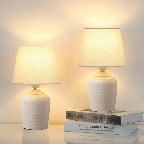 Miniatura 9 de Sucolite Juego de 2 lámparas de mesa pequeñas de 11.8 pulgadas, lámparas de mesita de noche para dormitorio, habitación de los niños, bonitas
