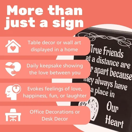 Miniatura 7 de JennyGems Letrero con texto en inglés «True Friends Are Never Apart», regalo de amistad sincero para amigos de larga distancia, regalo de despedida