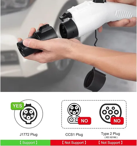 Miniatura 3 de Adaptador J1772 a Tesla para una fácil carga, 60A/240V CA, SAE J1772 Adaptador de cargador compatible con el modelo 3/Y/S/X, protector protector