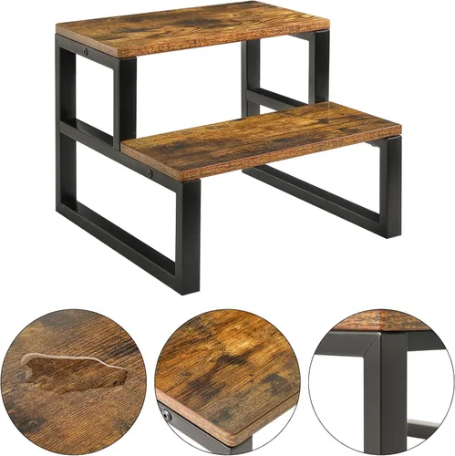 Miniatura 2 de IBUYKE Taburetes de Paso de Madera de 2 Escalones para Adultos y Niños, Taburete de Paso Resistente para Junto a la Cama con Capacidad de 500