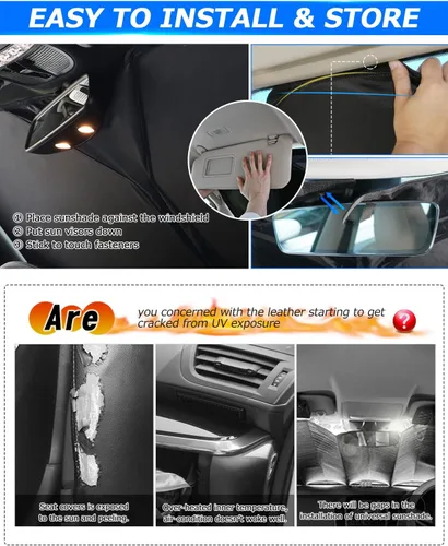 Miniatura 7 de Karltys 3 piezas de parasol para parabrisas para Dodge Ram 1500 2500 3500 2011-2018, parasol reflectante para ventana delantera y lateral