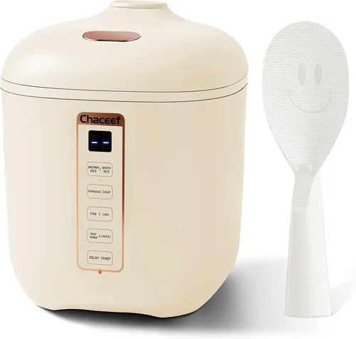 Miniatura 9 de CHACEEF Mini arrocera de 2 tazas sin cocinar, olla arrocera de 1.2 L, pequeña máquina de arroz portátil antiadherente de viaje, sin BPA, cocina