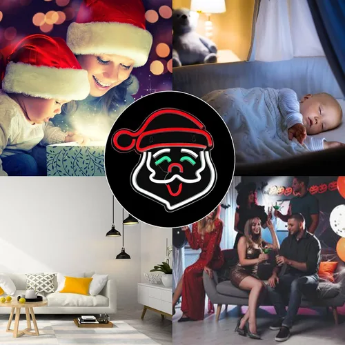 Miniatura 6 de Letrero de neón de Papá Noel, letreros de neón LED de Navidad para decoración de pared, letreros de luz de neón acrílico de Navidad con USB/Swicth