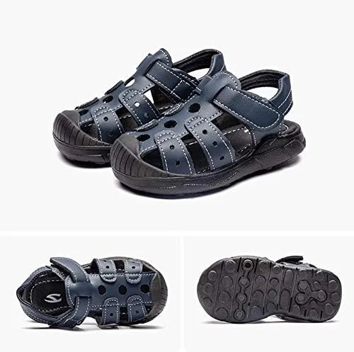 Miniatura 3 de HOBIBEAR Sandalias para niños y niñas, zapatos planos con punta cerrada, zapatos de agua para niños, zapatos de playa de verano (bebéniño pequeño)