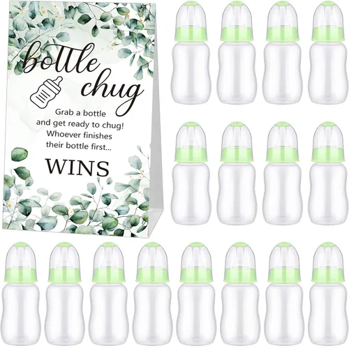 Miniatura 11 de TrelaCo Bottle Chug - Juego de 20 biberones para baby shower, con 1 letrero de papel kraft para revelación de género, suministros de fiesta, regalos