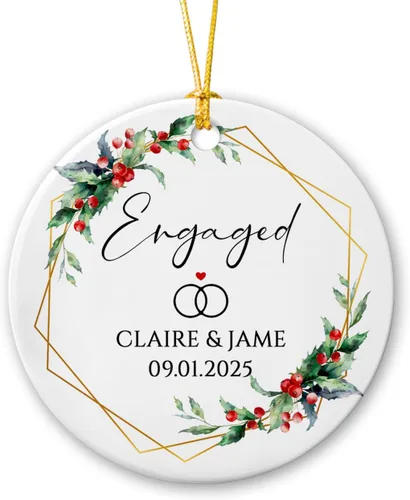 Miniatura 18 de Adorno personalizado de Navidad, aniversario de boda, aniversario de 2025, adornos de cerámica de Navidad para parejas, esposo, esposa, adorno
