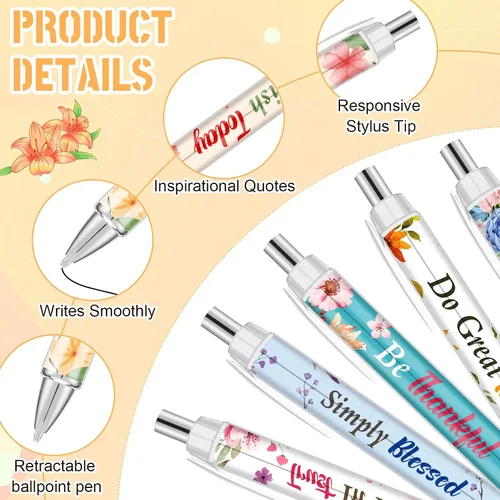 Miniatura 3 de Jutom 72 bolígrafos con versículo bíblico, bolígrafos de flores cristianas, bolígrafos con citas inspiradoras, bolígrafos retráctiles de tinta negra