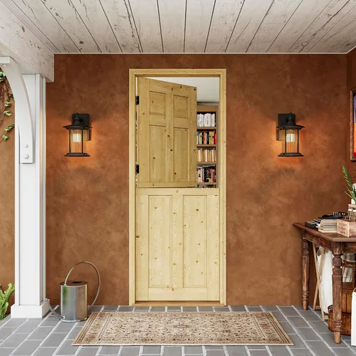 Miniatura 25 de Tablero de Puerta Holandesa para Interior y Exterior, 36" x 80", Universal 4 Lite Vidrio Templado Transparente Puerta Individual Dividida, Puerta
