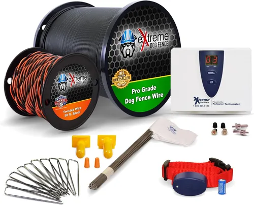 Miniatura 10 de Valla eléctrica para perros obstinados – 2 perros de 1000 pies de alambre resistente de grado profesional para valla de mascotas de 1/3 acre y 8