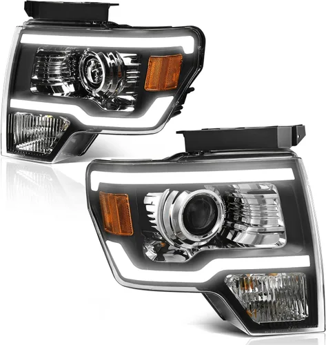 Miniatura 13 de DWVO Conjunto de faros delanteros compatible con Ford F-150 1997-2003, Ford Expedition 1997-2002, carcasa negra, lente reflectante transparente