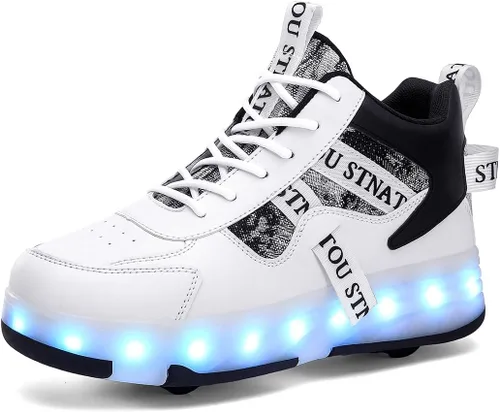 Miniatura 2 de HHSTS Zapatos de patinaje para niños mejorados con 16 luces LED, modelo de 4 ruedas iluminadas, para niños y niñas, tenis de moda para niños