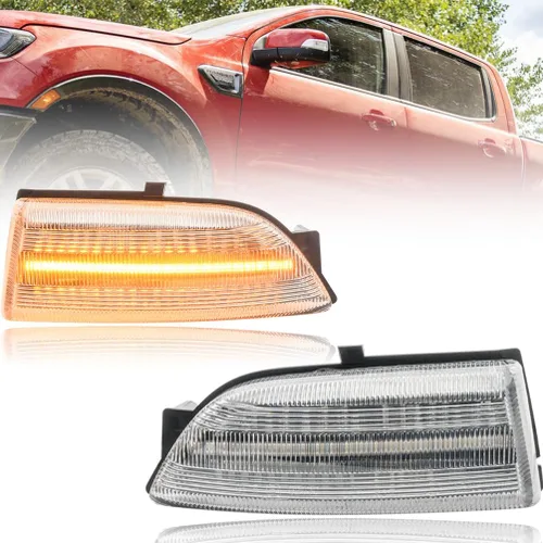 Miniatura 10 de Ranger - Lámparas LED de espejo lateral para Ford Ranger Lariat ámbar 2019 2020 2021 2022 2023 Luz LED de estacionamiento de conducción ámbar Lente