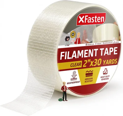 XFasten cinta americana de filamento transparente , 2 pulgadas X 30 yardas
