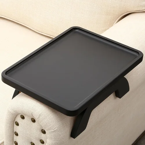 Miniatura 10 de SINWANT Mesa de Brazo para Sofá, Bandeja de Reposabrazos de Madera de Acacia para Sofá, 13.78" Bandejas Plegables de Reposabrazos de Sofá