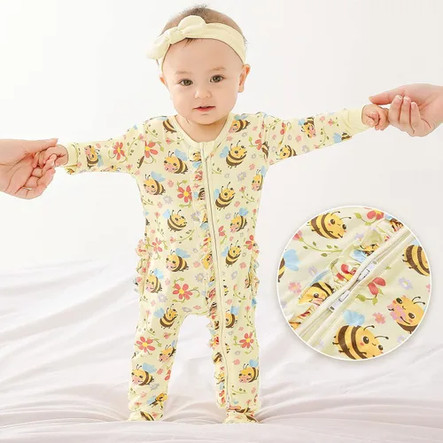 Miniatura 2 de Footie Ruffled Zippered Viscose from Bamboo One-Piece Baby Clothes 0-36 Months