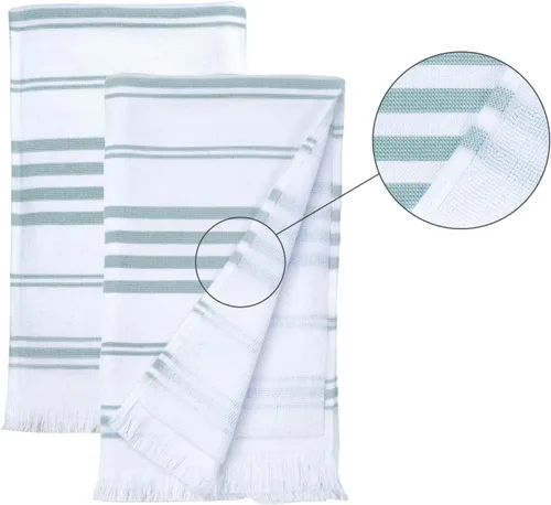 Miniatura 5 de Ample Decor Toallas de mano de algodón de 16 x 28 pulgadas, estilo turco, de secado rápido, toallas multiusos de cocina y baño, certificado Gris