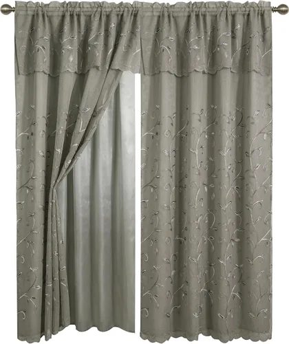 Miniatura 16 de Juego de panel de cortinas Elegant Comfort Luxury para ventanas con cenefa adherida y fondo, de 54" x 84" (juego de 2)