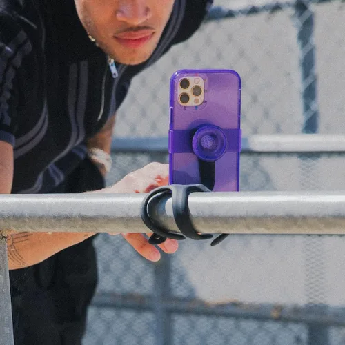 Miniatura 2 de PopSockets: Soporte y soporte flexible para teléfono, soporte de trípode para teléfono, soporte universal para dispositivo - rosa intenso Puesta