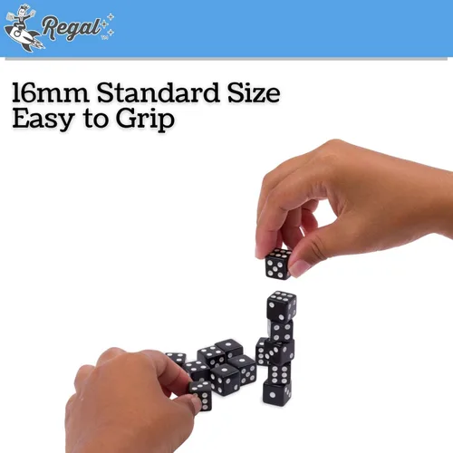 Miniatura 4 de Regal Games Juego de dados de 6 caras – Jugando negro 0.630 in – Dados cuadrados para aula o noche de juegos en familia – 1000 dados