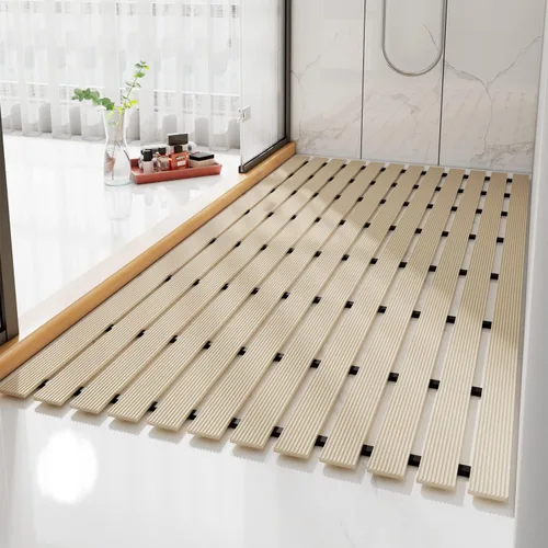 Miniatura 2 de Alfombrillas de ducha con rayas cuadradas, suaves, antideslizantes, 12 unidades de 11.8 x 11.8 pulgadas, tapetes de baño entrelazados, tapete