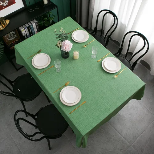 Miniatura 5 de LIBERECOO Mantel de vinilo con reverso de franela, verde hierba, impermeable, resistente a las manchas, mantel fácil de limpiar para vacaciones
