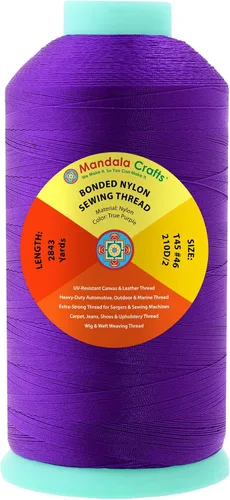 Miniatura 289 de Mandala Crafts - Hilo de nailon para coser cuero, tapicería, mezclilla y para trenzar el pelo; resistente, 1500 yardas, tamaño 69 T70 Marrón