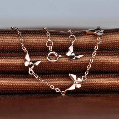 Miniatura 3 de Infinite U Pulsera de plata de ley 925 con dije de mariposa para mujer, ajustable, oro rosa, Plata