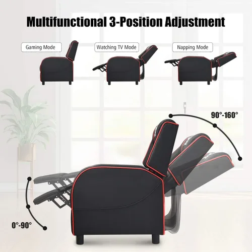 Miniatura 6 de POWERSTONE Silla reclinable para juegos, sillas reclinables para adultos, sofá ergonómico de cuero con reposapiés, soporte lumbar, reposacabezas