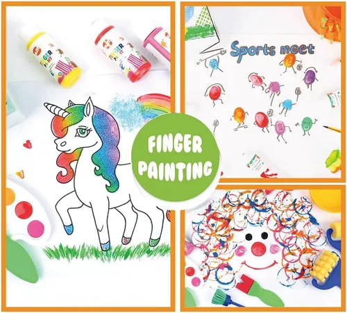 Miniatura 7 de Pintura de dedos lavable para niños pequeños, suministros de arte, regalo para pintura a mano de bebé, manualidades, no tóxica, 10 colores, 1.4 fl