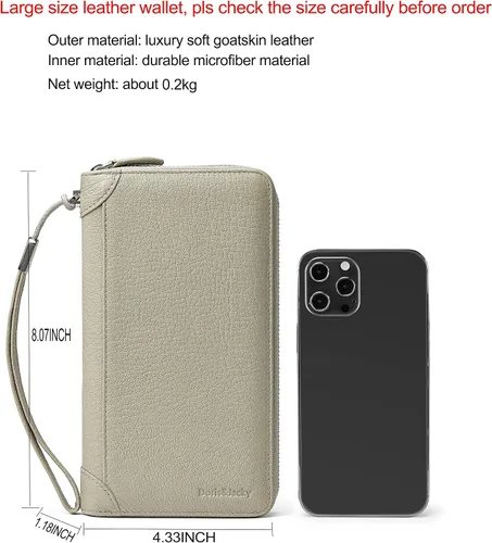 Miniatura 4 de DORIS&JACKY Cartera de cuero para mujer, con bloqueo RFID, gran capacidad, cremallera alrededor de las bolsas de viaje, Cartera RFID