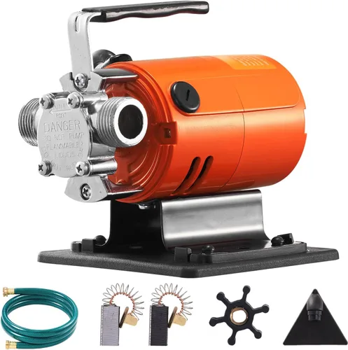 Miniatura 9 de Happybuy Bomba de transferencia de agua, 120V CA 360 GPH, 1/10 HP, Bomba eléctrica portátil, Kit de manguera de succión, cepillos de carbono