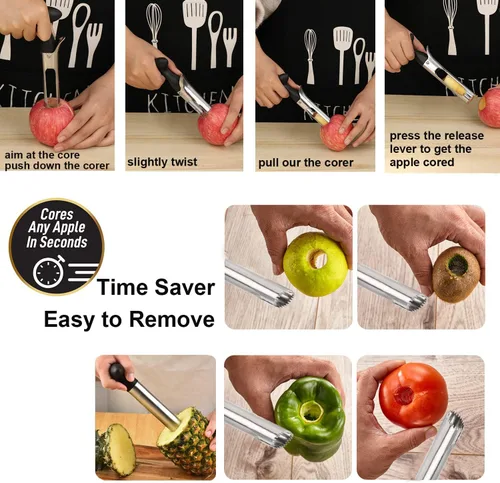 Miniatura 4 de Pequeña herramienta descorazonadora de manzana, accesorios de cocina de acero inoxidable, removedor de núcleos de frutas para descorazonar, peras
