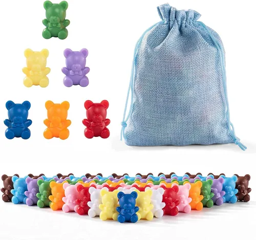 XINHUIDALSQ Rainbow Counting Bears Juego de 60, 6 colores clasificadores de osos de plástico, manipuladores matemáticos para niños pequeños,