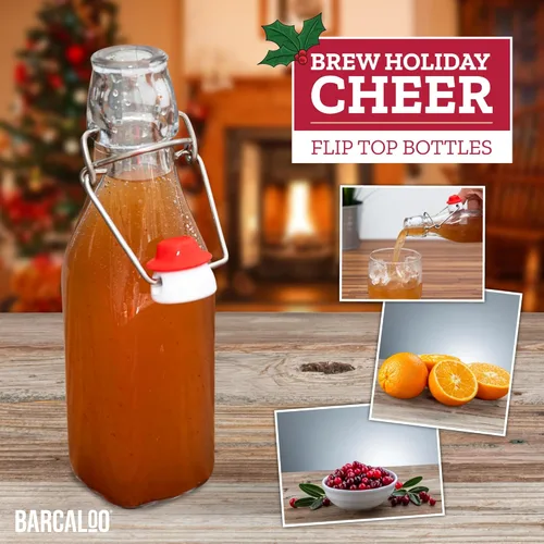 Miniatura 3 de Barcaloo Botellas de cerveza de vidrio transparente de 16 onzas para elaboración casera, cerveza, kombucha, refrescos, jugo, fermentación, paquete