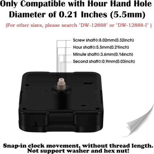 Miniatura 3 de DEEWISH Mecanismo de Movimiento de Reloj de Cuarzo de Reemplazo, Mecanismo de Reloj Operado con Batería, Piezas de Reloj de Pared para Hazlo Tú